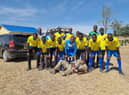 The Kenyan kids show off their new yellow kit!