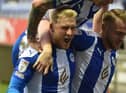 Stephen Humphrys celebrates his late goal