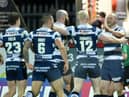 Wigan Warriors celebrate at Hull KR