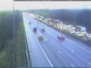 There are long queues back to Wigan on the northbound M6 after the motorway was shut at Standish following a lorry fire this morning (Monday, February 21)