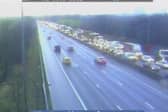 There are long queues back to Wigan on the northbound M6 after the motorway was shut at Standish following a lorry fire this morning (Monday, February 21)