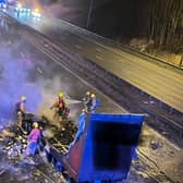 The M6 has reopened this morning (Tuesday), 24 hours after a lorry was swept into a bridge by heavy winds at 4.50am on Monday, with the lorry catching fire after impact