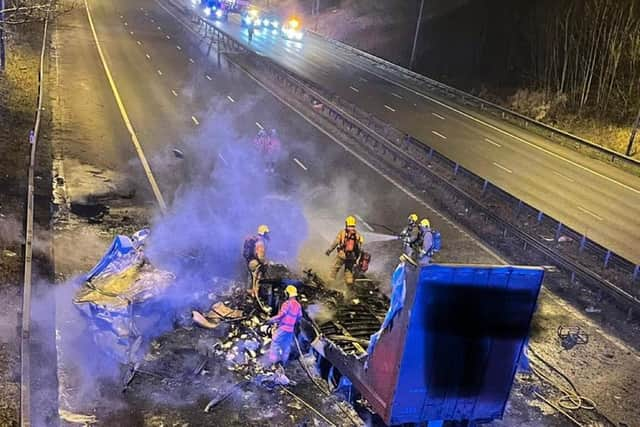 The M6 has reopened this morning (Tuesday), 24 hours after a lorry was swept into a bridge by heavy winds at 4.50am on Monday, with the lorry catching fire after impact