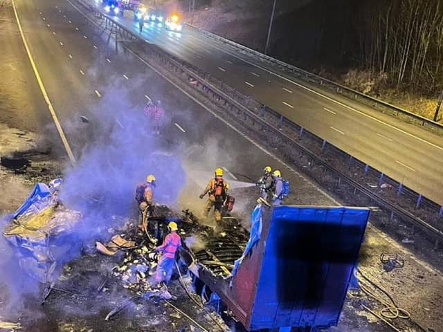 The M6 has reopened this morning (Tuesday), 24 hours after a lorry was swept into a bridge by heavy winds at 4.50am on Monday, with the lorry catching fire after impact