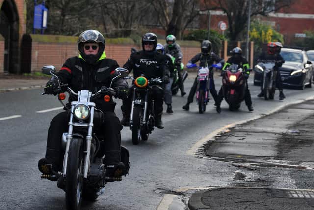 Bikers took part in the procession at the request of Mr Ologbose's family