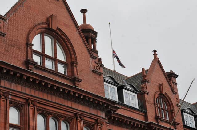 Wigan town hall's flag at half mast