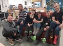 Wearing silly socks for The Brick