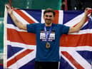 Harry Coppell celebrates his UK title in Birmingham