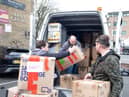 A van is filled with donations for people from Ukraine