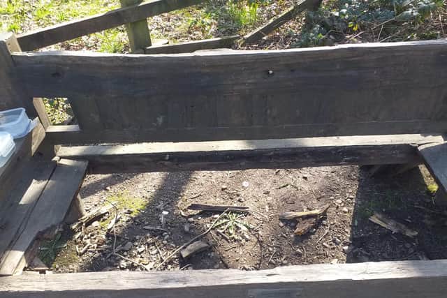 The damaged bench