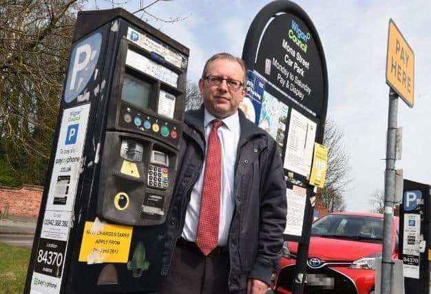 Coun Michael Winstanley at Mona Street car park, Wigan