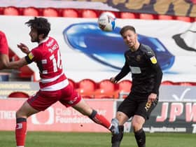 Lee Evans in action at Doncaster