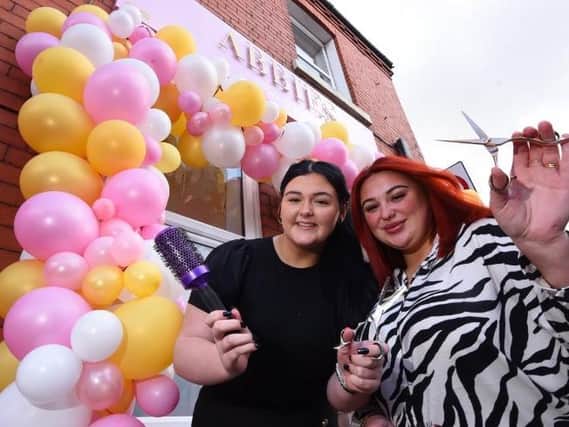 Abbie Pilkington, who has opened her first hair salon, pictured with Libby Harrison (left)