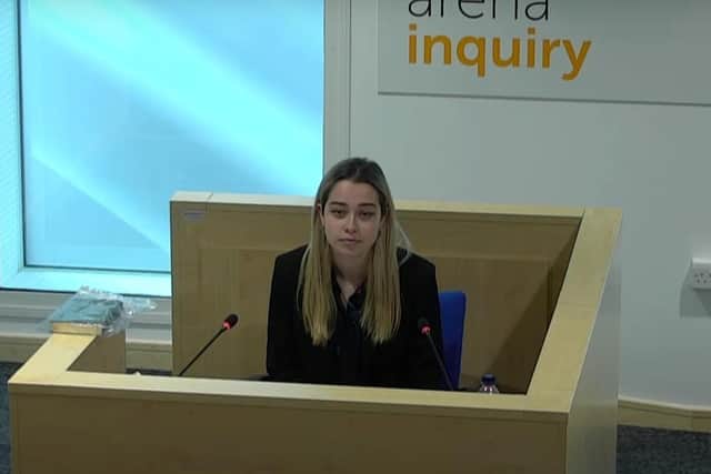 Ms Tomlinson giving evidence to the inquiry