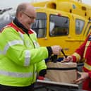 Steve Deakin (left) of Manchester Blood Bikes and Martin Booth  from the North West Air Ambulance