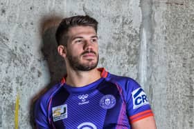 Oliver Gildart in the new alternative purple kit