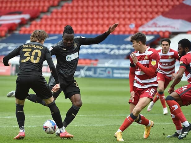 Joe Dodoo scores at Doncaster last weekend