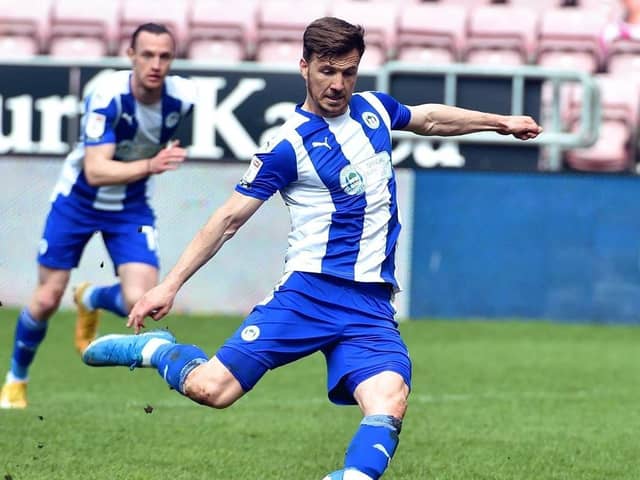 Lee Evans nets Latics' second goal from the penalty spot