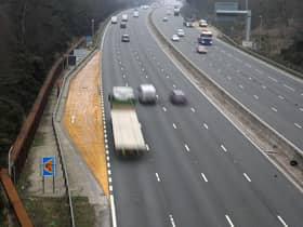 A emergency refuge area on the M3 smart motorway near Camberley in Surrey