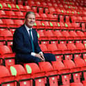 Labour Leader Keir Starmer sits in social distanced seating during a visit of Walsall Football Club on September 19, 2020 in Walsall, England.