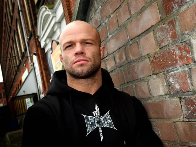 Mike Grundy from Wigan, British mixed martial artist and UFC featherweight fighter, pictured at Elite Fitness Factory, Wigan, prepares for his fight against Makwan Amirkhani, 21st March 2020.