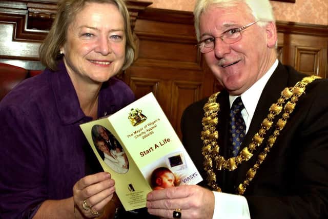 John Hilton meeting journalist Kate Adie while he was Mayor of Wigan