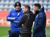 Leam Richardson, with Paul Cook and Gary Roberts during the recent visit of Ipswich