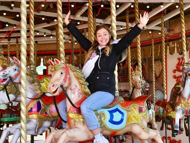 Coronation Street actress Harriet Bibby celebrates her birthday at Blackpool Pleasure Beach during the park's 125th celebration season Pictures: Dave Nelson