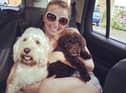 Actress Carley Stenson, from Billinge, near Wigan, with her dogs. Carley is on the celebrity judging panel which will choose 11 dogs nationwide to become therapy pets for Sue Ryder, including the charity's centre in Fulwood, Preston