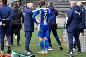 Callum Lang joins the post-match celebrations