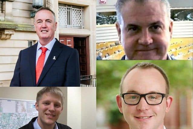 Police and Crime Commissioner candidates (clockwise from top left): Clive Grunshaw (Labour), James Barker (Reform UK), Andrew Snowden (Conservative) and Neil Darby (Liberal Democrats) - second preference votes will now decide whether Mr. Snowden or Mr. Grunshaw wins.