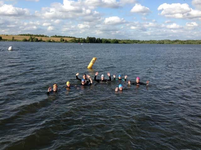 Open water swimmers at Pennington Flash