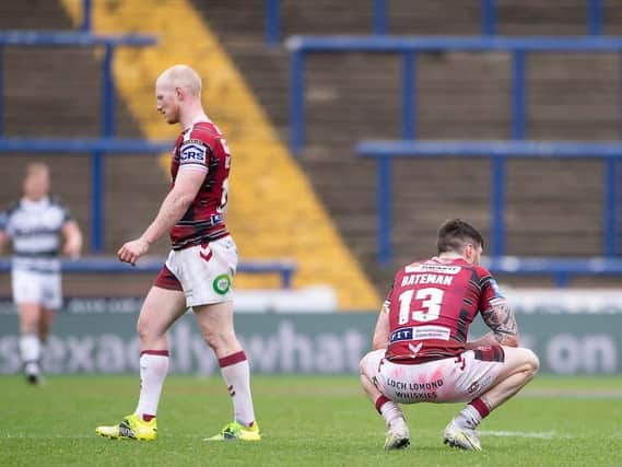 John Bateman shows his disappointment as Wigan Warriors bow out of the Challenge Cup