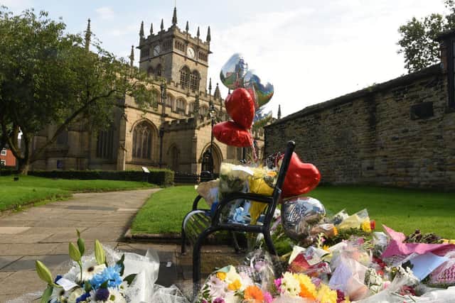 Tributes at the scene of Mr McMyler's death last August