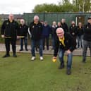 Ince St Mary's Bowls Club members with the new facilities at the green