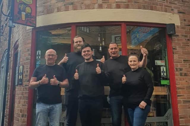 The team outside the Tap 'n' Barrel in Jaxons Court