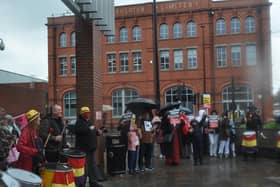 The demonstration outside Wigan and Leigh College