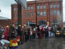 The demonstration outside Wigan and Leigh College