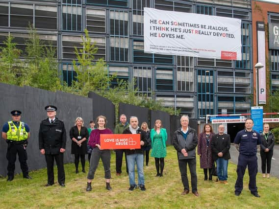 The campaign launch featuring representatives of the council, emergency services and victims or their families