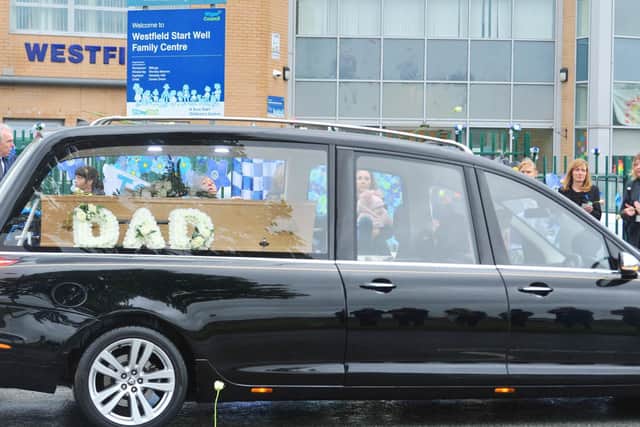 The hearse taking Tony Ward on his final journey