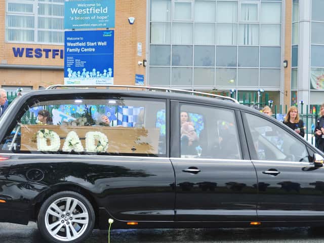 The hearse taking Tony Ward on his final journey