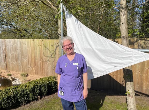 Fiona Andrews on her last day at Derian House