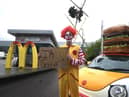 Animal Rebellion protester dressed as a clown