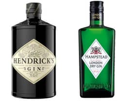 Hendrick’s Gin on the left, and Lidl's Hampstead Gin on the right