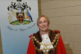Councillor Yvonee Klieve, the new Mayor of Wigan, pictured at the Mayor Making ceremony 2021 held at The Edge, Wigan.