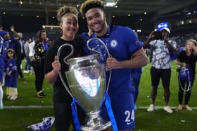 Reece James with sister Lauren after the Champions League final
