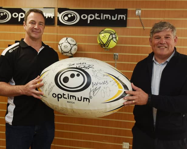 Optimum founder Pete Moran with rugby league legend Adrian Morley