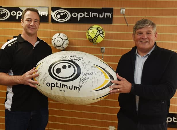 Optimum founder Pete Moran with rugby league legend Adrian Morley