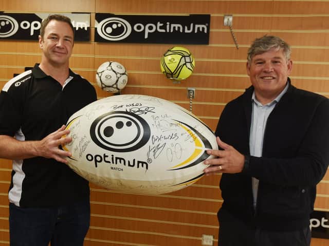 Optimum founder Pete Moran with rugby league legend Adrian Morley