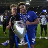 Reece James with sister Lauren and the European Cup